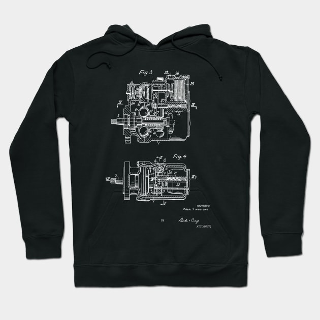 Control Mechanism for Adjusting the Fuel Engine Vintage Patent Hand Drawing Hoodie by TheYoungDesigns